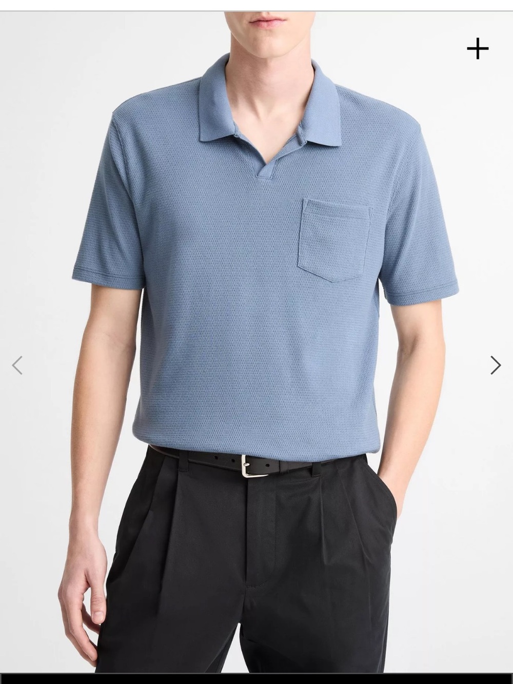 Vince Cotton Blend Johnny-Collar Polo Shirt Size Large
